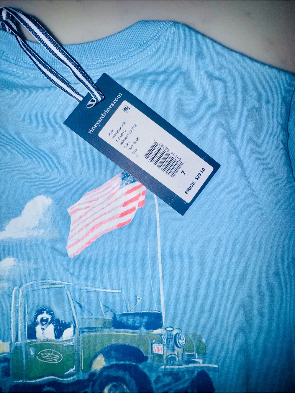Vineyard Vines Boys Youth Light Blue patriotic Tee - Picture 2 of 3